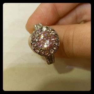 Glimmering Silver Diamond Gem Ring